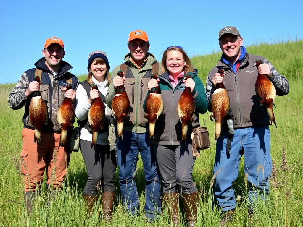 A scenic image of hunters in the field, observing wildlife in their natural habitat, emphasizing responsible management.